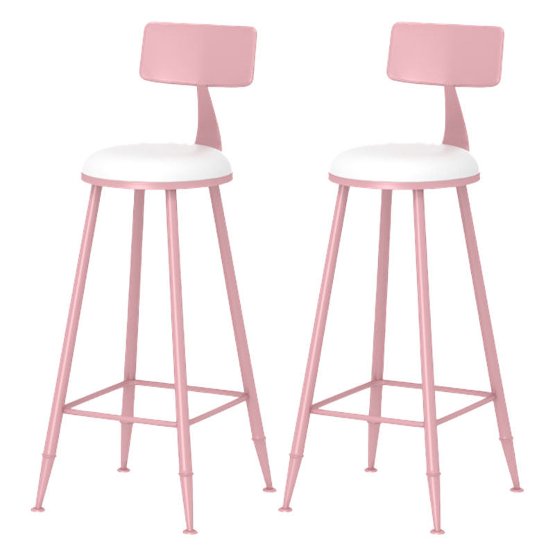 Moderner Barhocker aus Eisen mit Fußstütze, Milk Tea Shop, rosa Barhocker, 76,2 cm