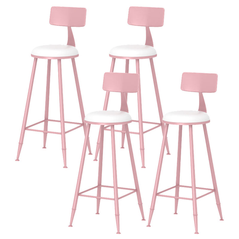 Moderner Barhocker aus Eisen mit Fußstütze, Milk Tea Shop, rosa Barhocker, 76,2 cm
