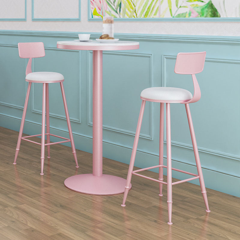 Moderner Barhocker aus Eisen mit Fußstütze, Milk Tea Shop, rosa Barhocker, 76,2 cm