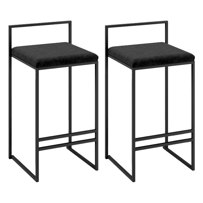 Modern Style Metal Bar Stool Low Back and Footrest Bar Stool for Kitchen (set of 2)