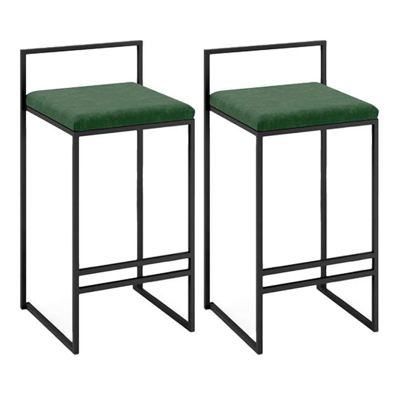 Modern Style Metal Bar Stool Low Back and Footrest Bar Stool for Kitchen (set of 2)