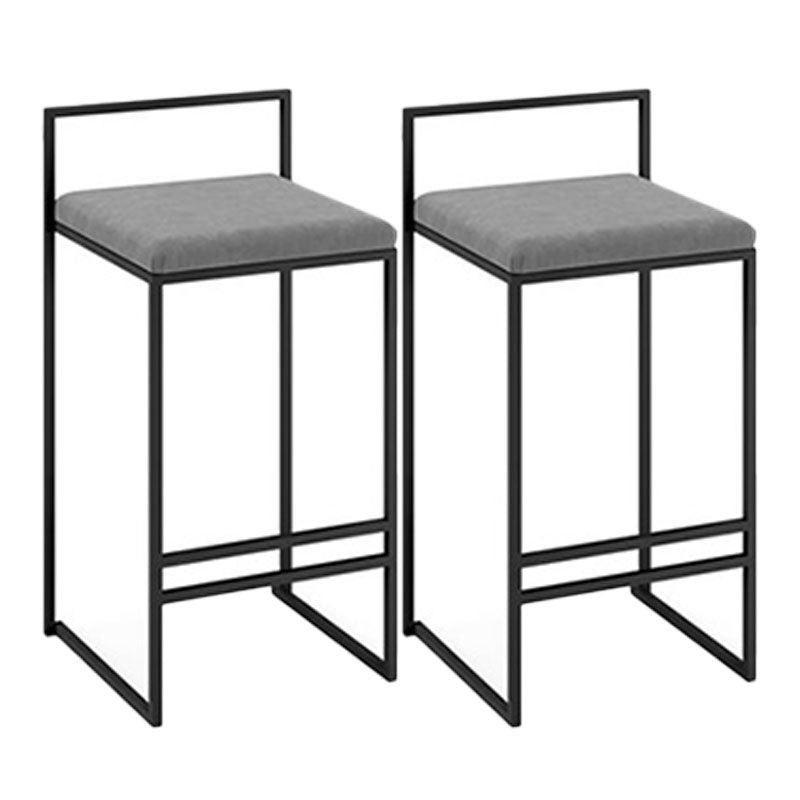 Modern Style Metal Bar Stool Low Back and Footrest Bar Stool for Kitchen (set of 2)