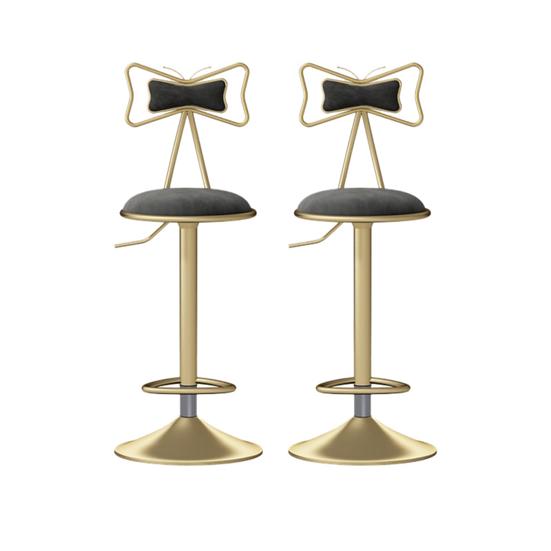 Glam Rotatable Liftable Counter Stool Iron Beauty Shop Bar Stool with Velvet Cushion