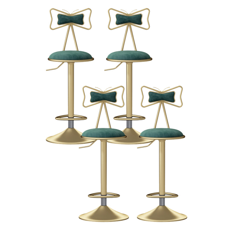 Glam Rotatable Liftable Counter Stool Iron Beauty Shop Bar Stool with Velvet Cushion