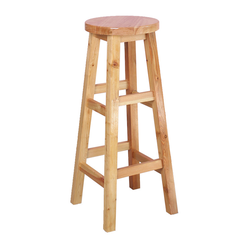 Moderner armloser Rückenloser Thekenhocker Holz Café Barhocker mit Holzsitz, 1 Stück