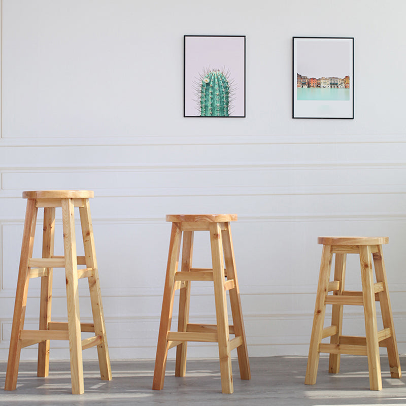 Moderner armloser Rückenloser Thekenhocker Holz Café Barhocker mit Holzsitz, 1 Stück