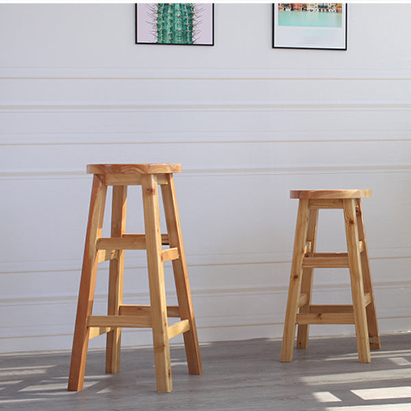 Moderner armloser Rückenloser Thekenhocker Holz Café Barhocker mit Holzsitz, 1 Stück