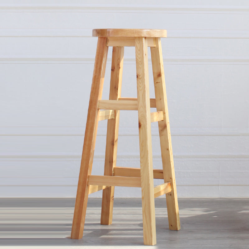 Moderner armloser Rückenloser Thekenhocker Holz Café Barhocker mit Holzsitz, 1 Stück