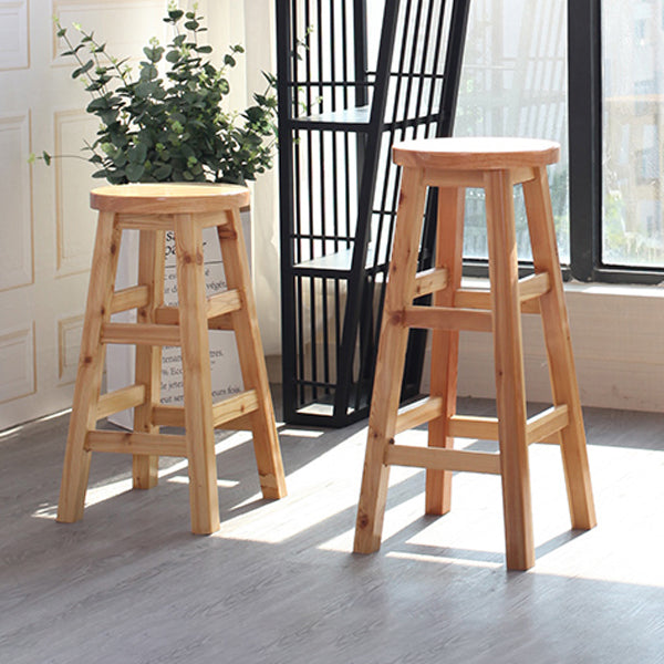 Moderner armloser Rückenloser Thekenhocker Holz Café Barhocker mit Holzsitz, 1 Stück