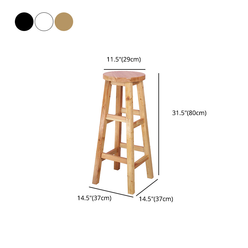 Moderner armloser Rückenloser Thekenhocker Holz Café Barhocker mit Holzsitz, 1 Stück