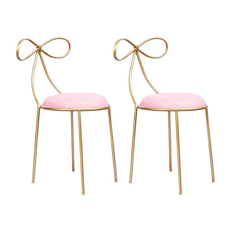 Glam Armless Backrest Counter Stool Iron Bar Stool with Leather Cushion