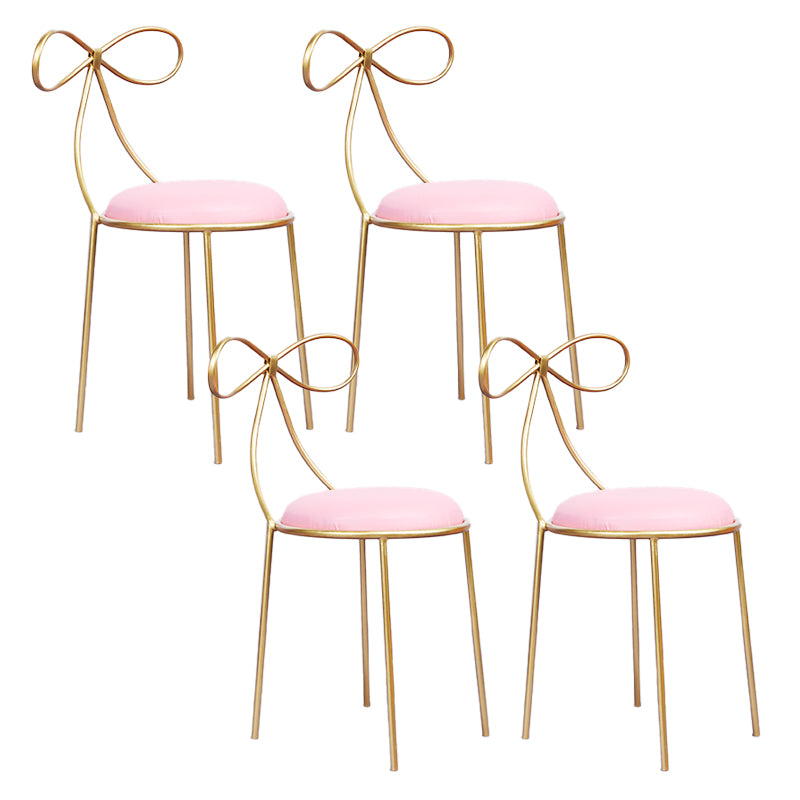 Glam Armless Backrest Counter Stool Iron Bar Stool with Leather Cushion