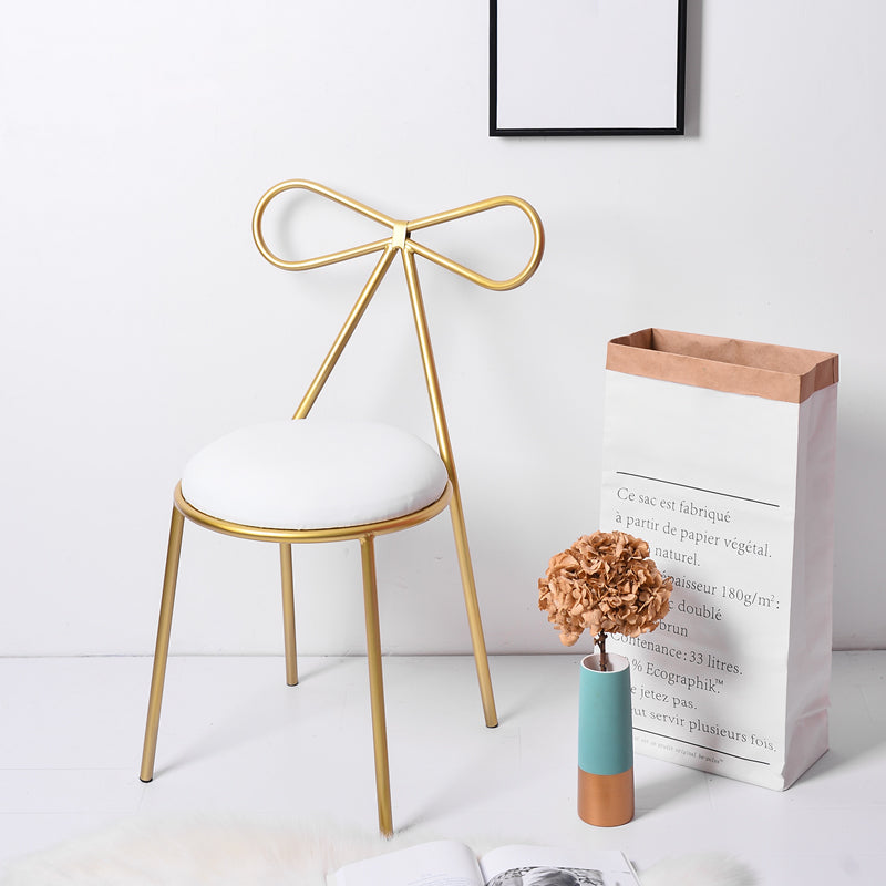 Glam Armless Backrest Counter Stool Iron Bar Stool with Leather Cushion