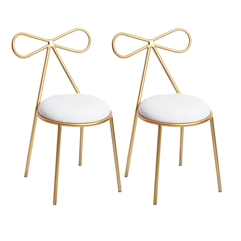 Glam Armless Backrest Counter Stool Iron Bar Stool with Leather Cushion
