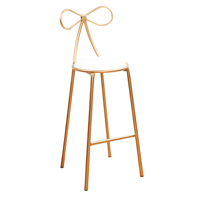 Glam Armless Backrest Counter Stool Iron Bar Stool with Leather Cushion