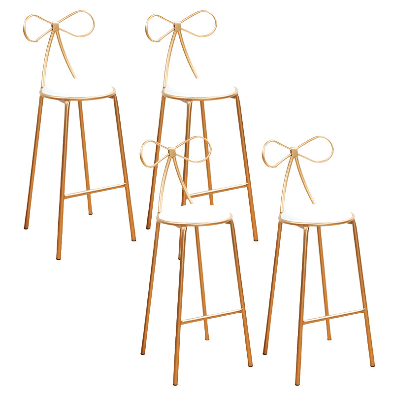 Glam Armless Backrest Counter Stool Iron Bar Stool with Leather Cushion