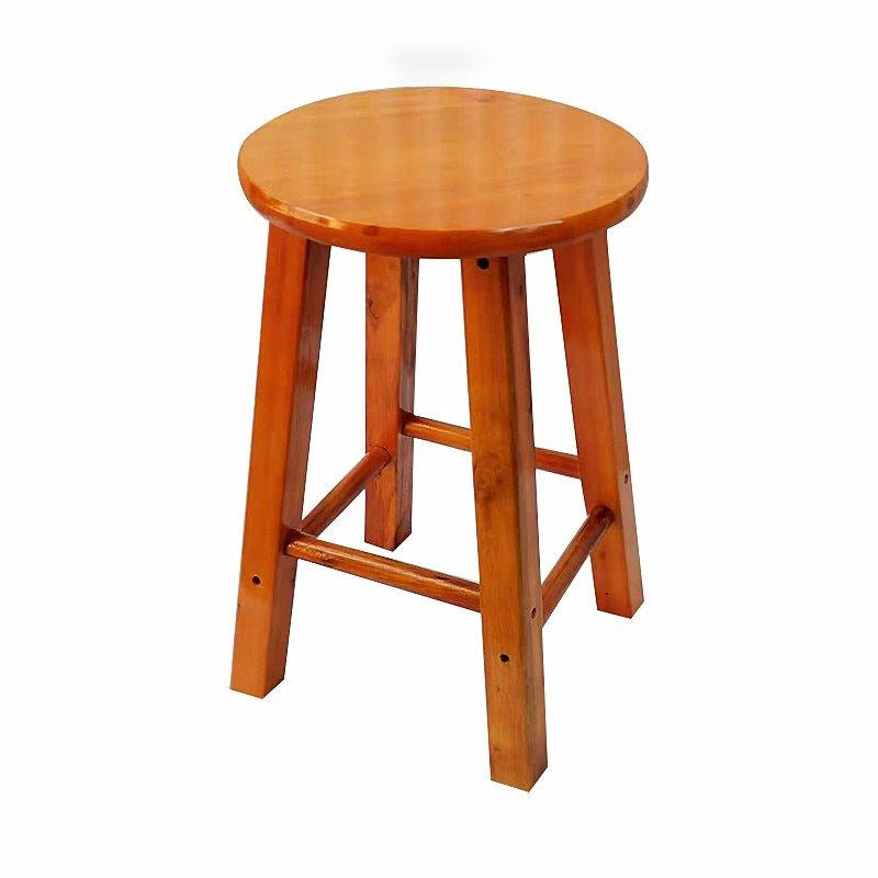 Modern Armless Backless Counter Stool Wood Cafe Bar Stool with Pedal and Wooden Seat