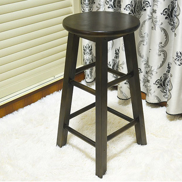 Modern Armless Backless Counter Stool Wood Cafe Bar Stool with Pedal and Wooden Seat