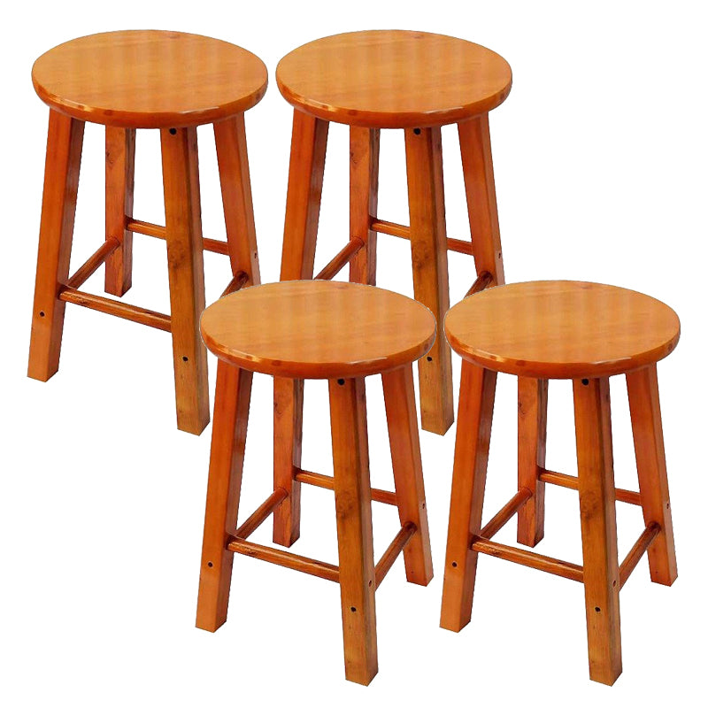 Modern Armless Backless Counter Stool Wood Cafe Bar Stool with Pedal and Wooden Seat
