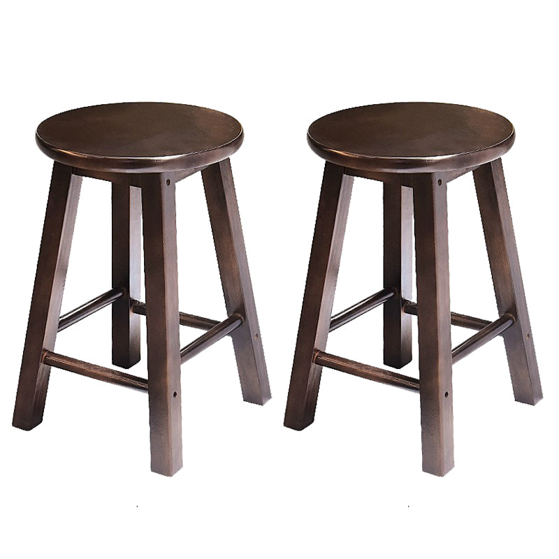 Modern Armless Backless Counter Stool Wood Cafe Bar Stool with Pedal and Wooden Seat