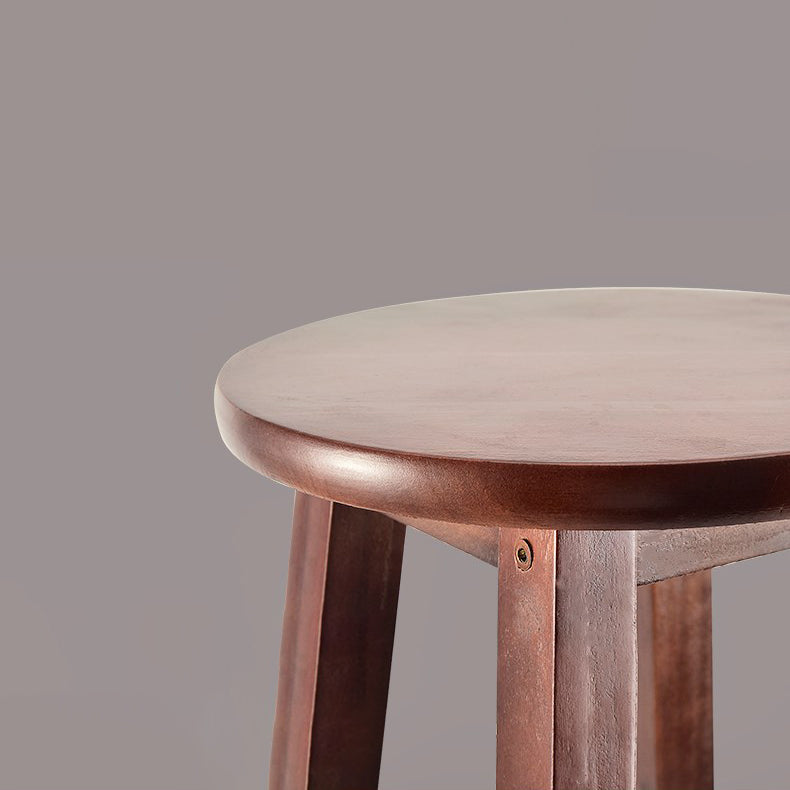 Modern Armless Backless Counter Stool Wood Cafe Bar Stool with Pedal and Wooden Seat