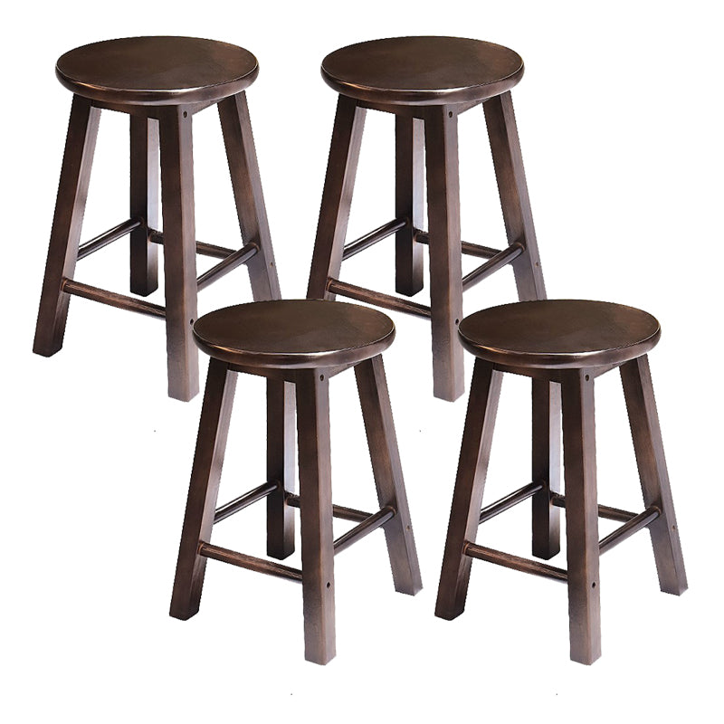 Modern Armless Backless Counter Stool Wood Cafe Bar Stool with Pedal and Wooden Seat
