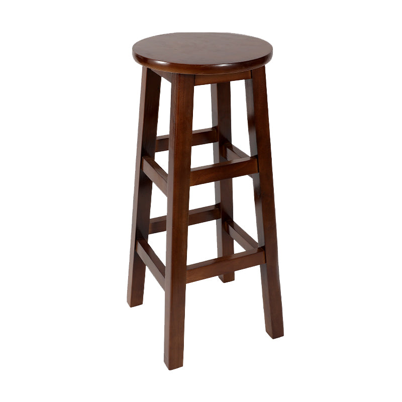 Modern Armless Backless Counter Stool Wood Cafe Bar Stool with Pedal and Wooden Seat