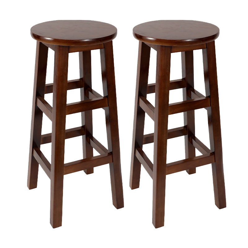 Modern Armless Backless Counter Stool Wood Cafe Bar Stool with Pedal and Wooden Seat