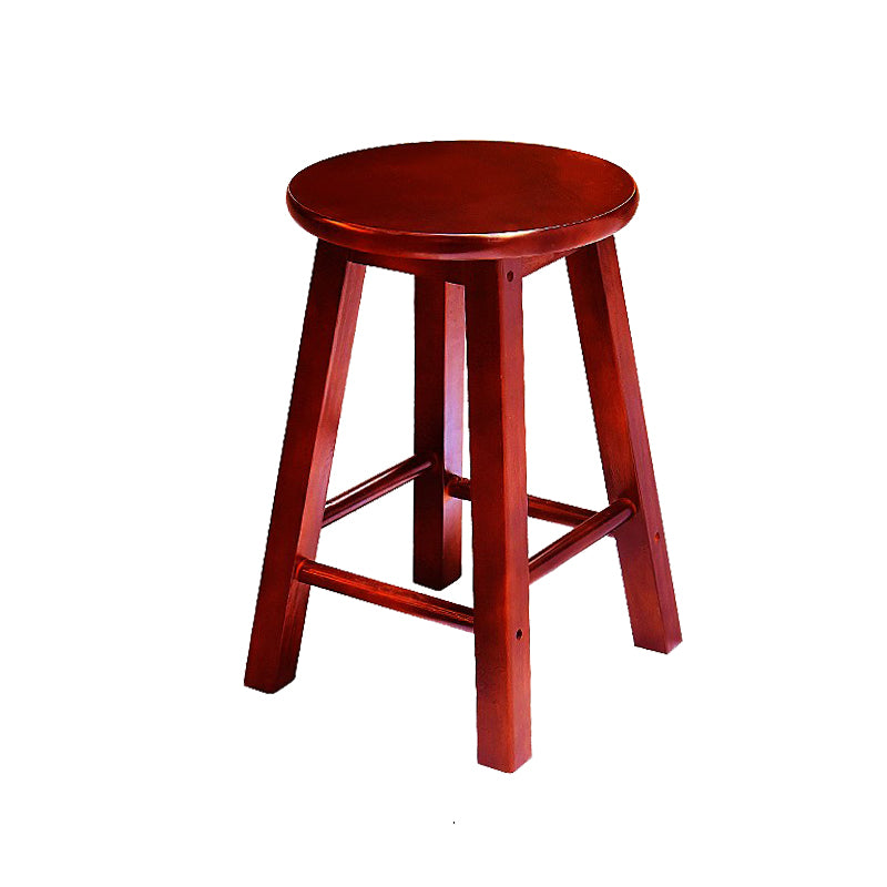 Modern Armless Backless Counter Stool Wood Cafe Bar Stool with Pedal and Wooden Seat