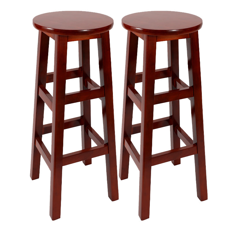 Modern Armless Backless Counter Stool Wood Cafe Bar Stool with Pedal and Wooden Seat