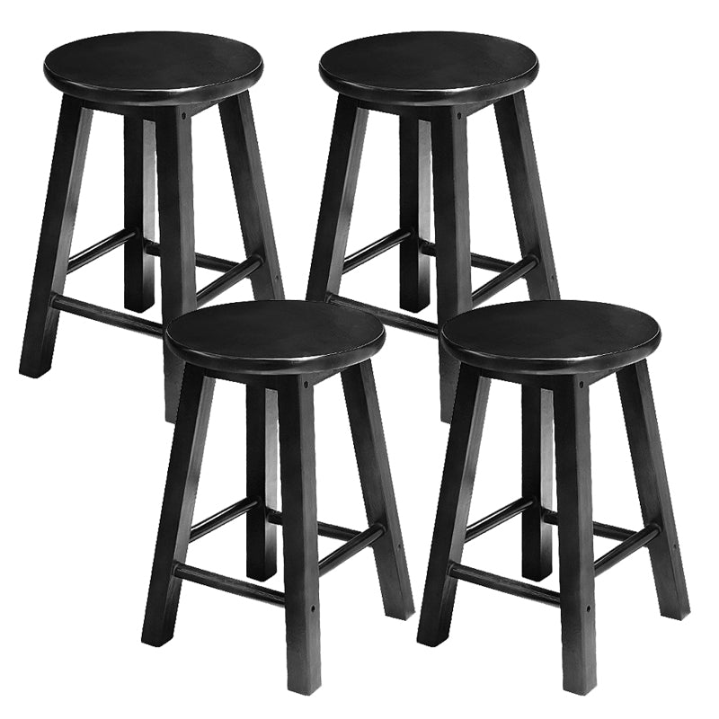 Modern Armless Backless Counter Stool Wood Cafe Bar Stool with Pedal and Wooden Seat