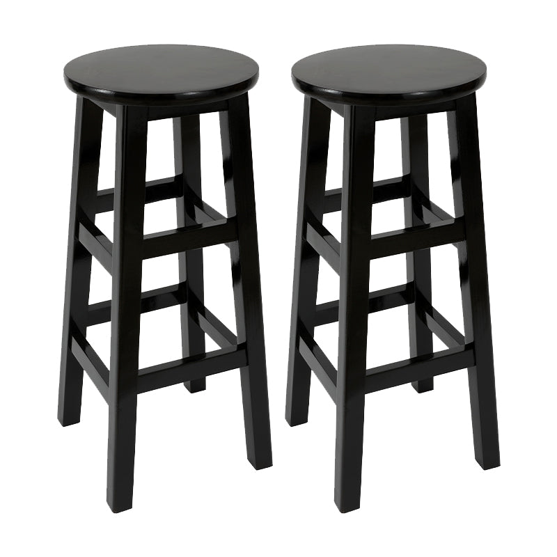 Modern Armless Backless Counter Stool Wood Cafe Bar Stool with Pedal and Wooden Seat