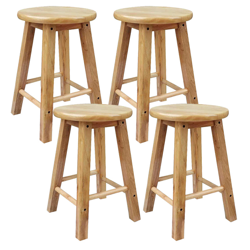 Modern Armless Backless Counter Stool Wood Cafe Bar Stool with Pedal and Wooden Seat