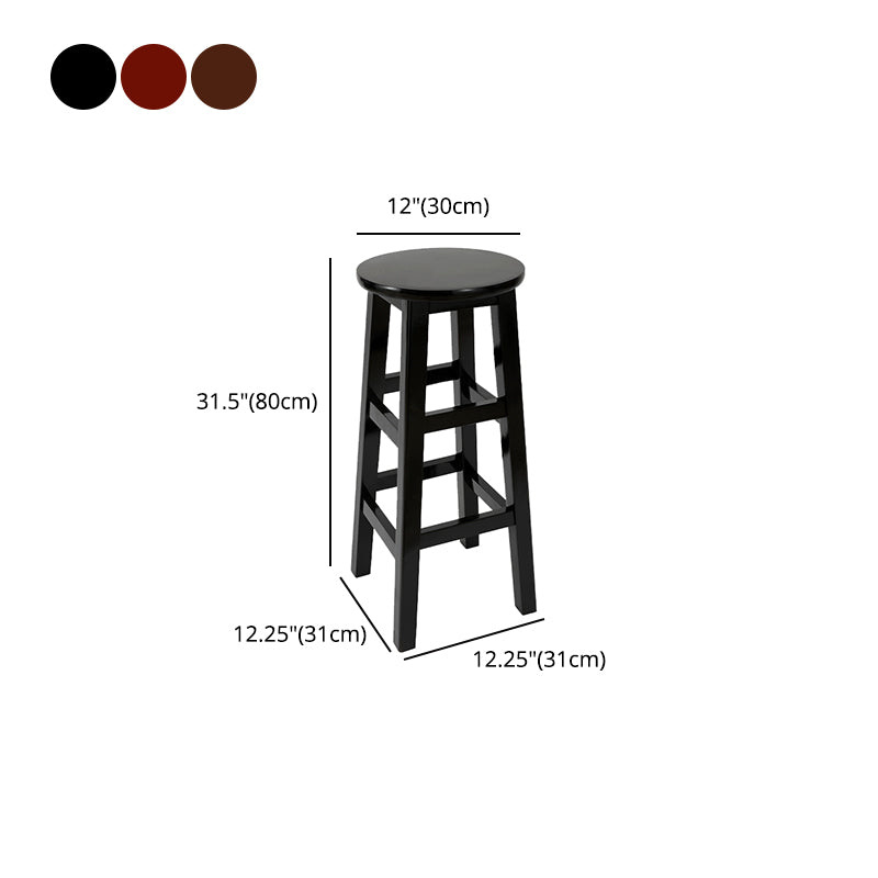 Modern Armless Backless Counter Stool Wood Cafe Bar Stool with Pedal and Wooden Seat