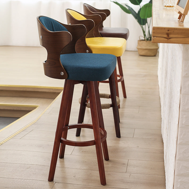 Taburete moderno sin brazos para mostrador, taburete de bar de madera para tienda de té con leche, con pedal y cojín