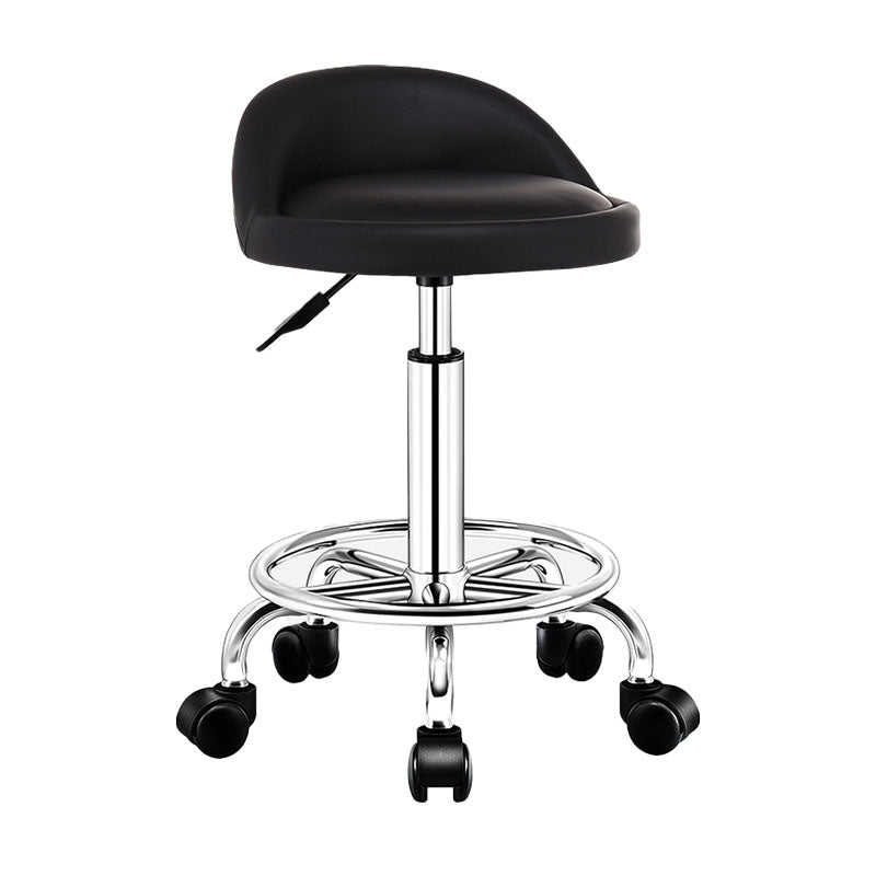 Moderner drehbarer, anhebbarer Thekenhocker, Friseur-Barhocker aus Stahl mit Kissen
