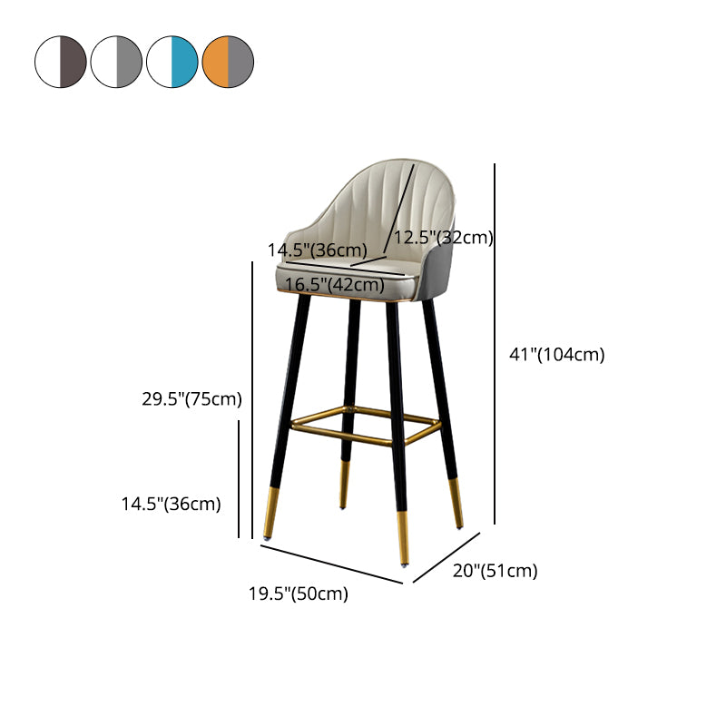Taburete de bar interior de cuero de los taburetes de bar contemporáneos del metal con el reposapiés y la espalda baja