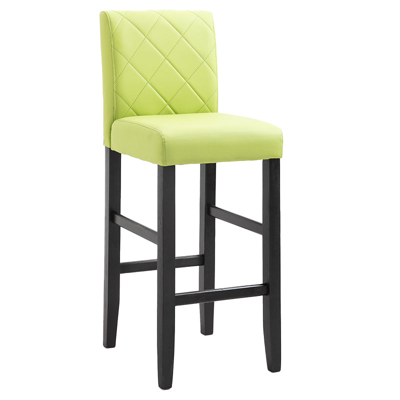 Taburete de bar Bristol de madera maciza de cuero moderno con reposapiés y respaldo bajo