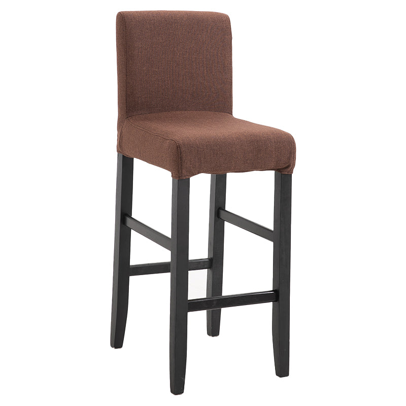 Taburete de bar Bristol de madera maciza de cuero moderno con reposapiés y respaldo bajo
