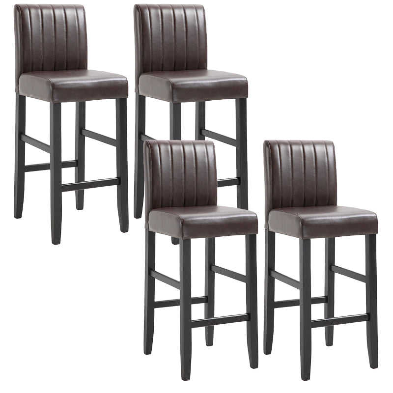 Taburete de bar Bristol de madera maciza de cuero moderno con reposapiés y respaldo bajo