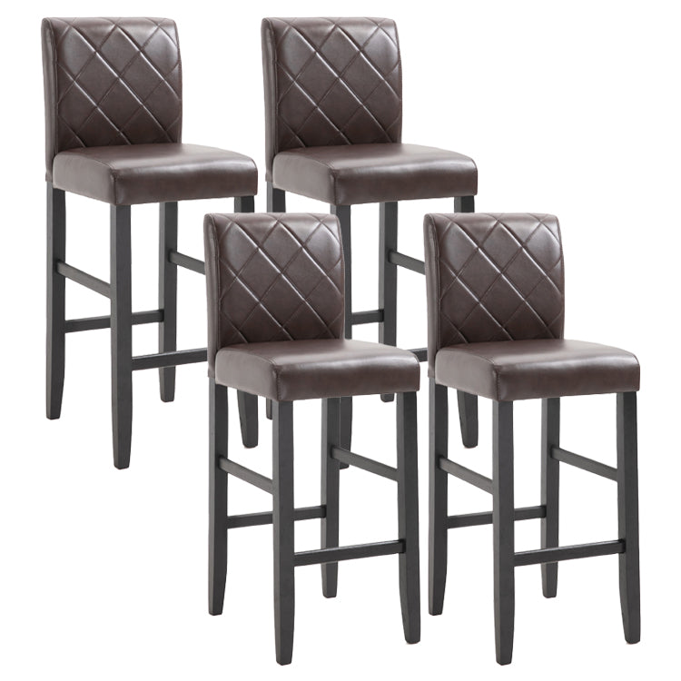 Taburete de bar Bristol de madera maciza de cuero moderno con reposapiés y respaldo bajo