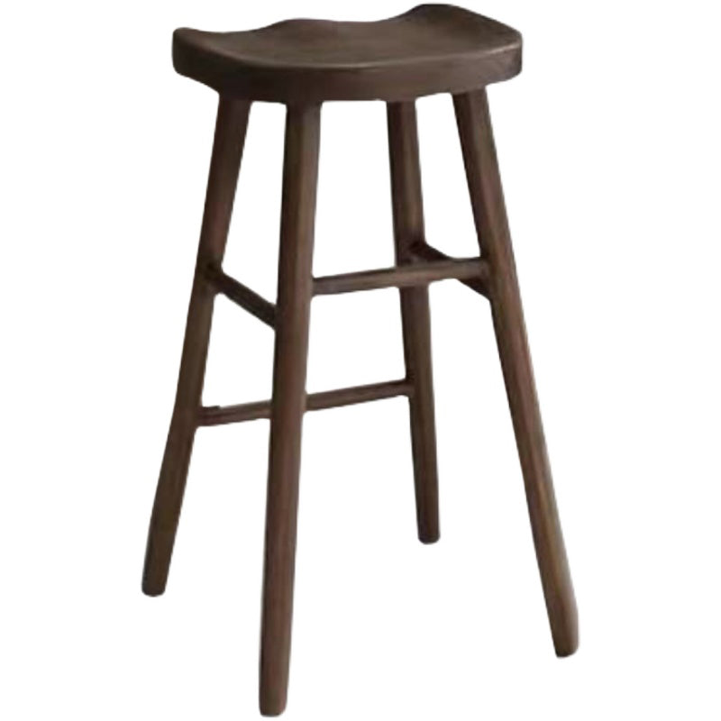 Zeitgenössischer Barhocker aus massivem Holz für den Innenbereich mit Sitz und Fußstütze aus Holz