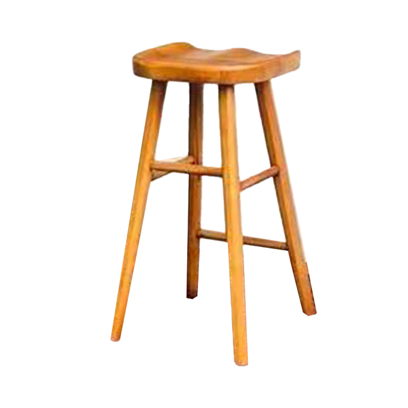 Zeitgenössischer Barhocker aus massivem Holz für den Innenbereich mit Sitz und Fußstütze aus Holz