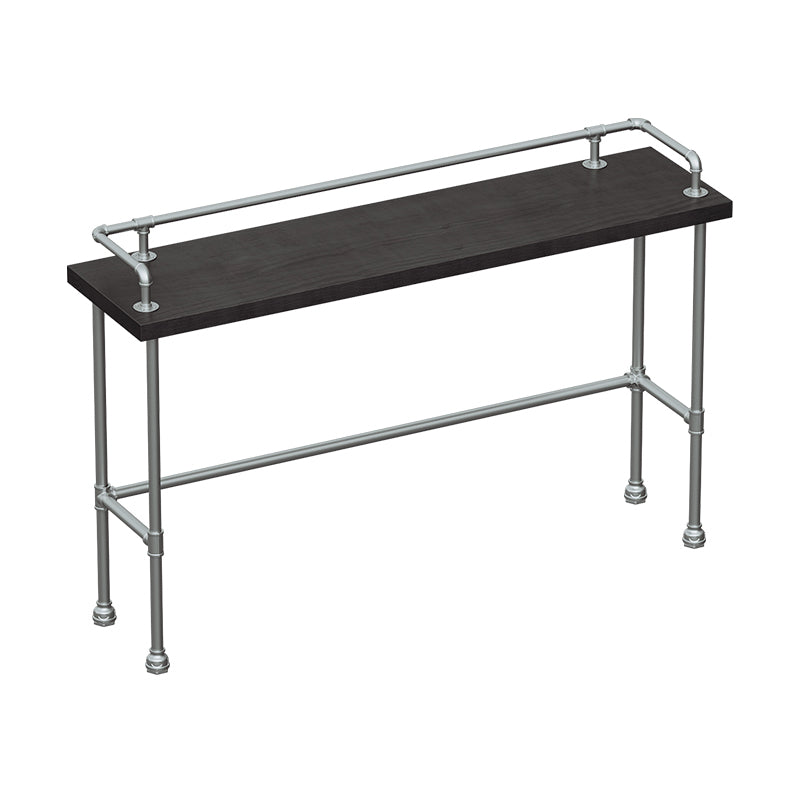 Industrial Black Wood Bar Table with Rectangle Table Top Silver Trestle Table - 42" H