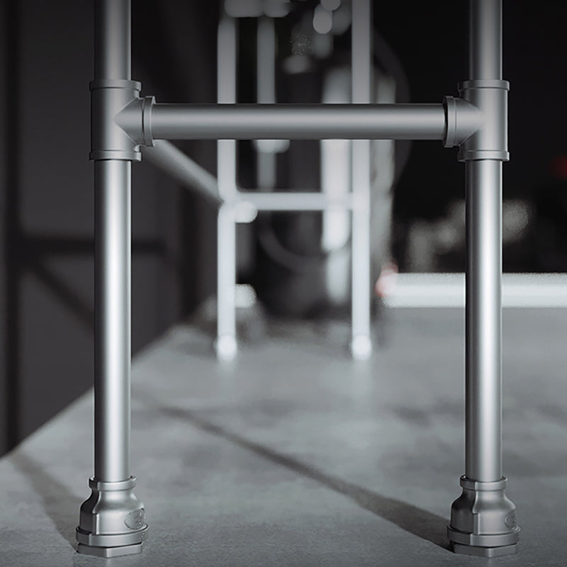 Industrial Black Wood Bar Table with Rectangle Table Top Silver Trestle Table - 42" H