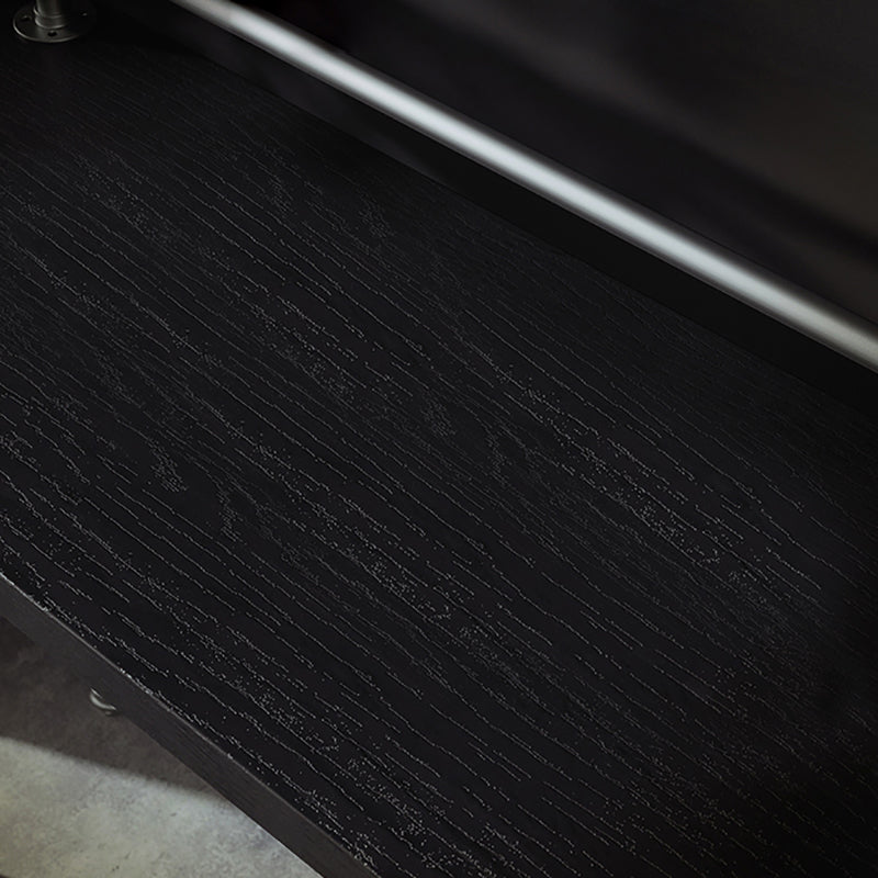 Industrial Black Wood Bar Table with Rectangle Table Top Silver Trestle Table - 42" H