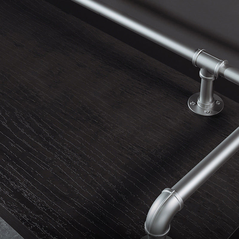 Industrial Black Wood Bar Table with Rectangle Table Top Silver Trestle Table - 42" H