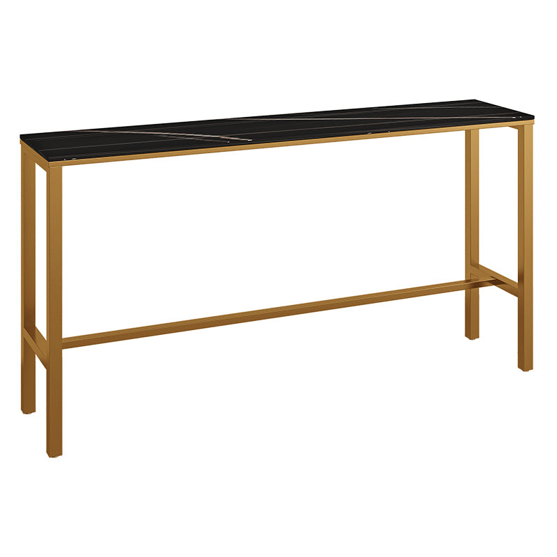Glam Style Bar Table Metal and Marble Milk Tea Shop Bar Table with Metal Base