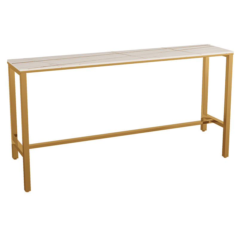 Glam Style Bar Table Metal and Marble Milk Tea Shop Bar Table with Metal Base