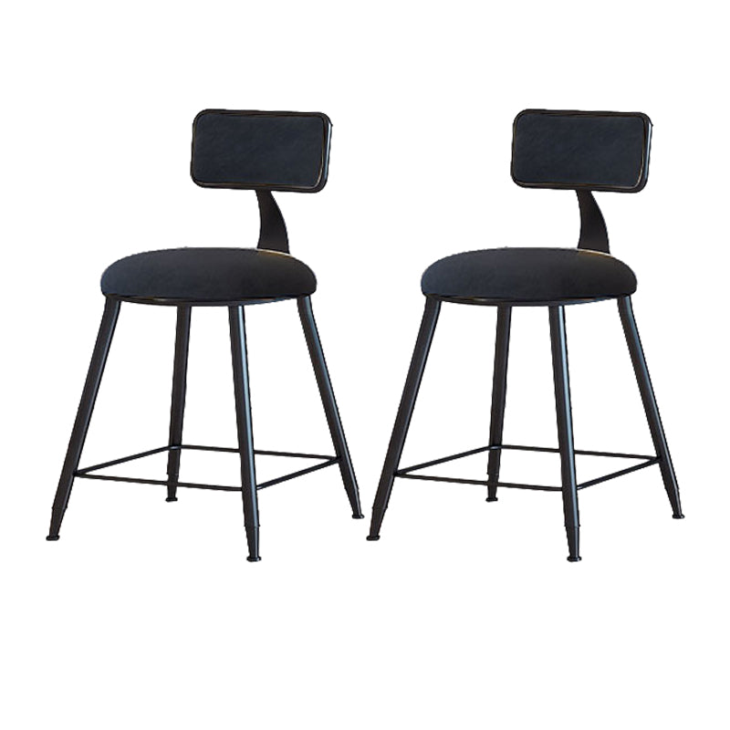 Modern Armless Backrest Counter Stool Iron Cafe Bar Stool with Velvet Cushion and Pedal